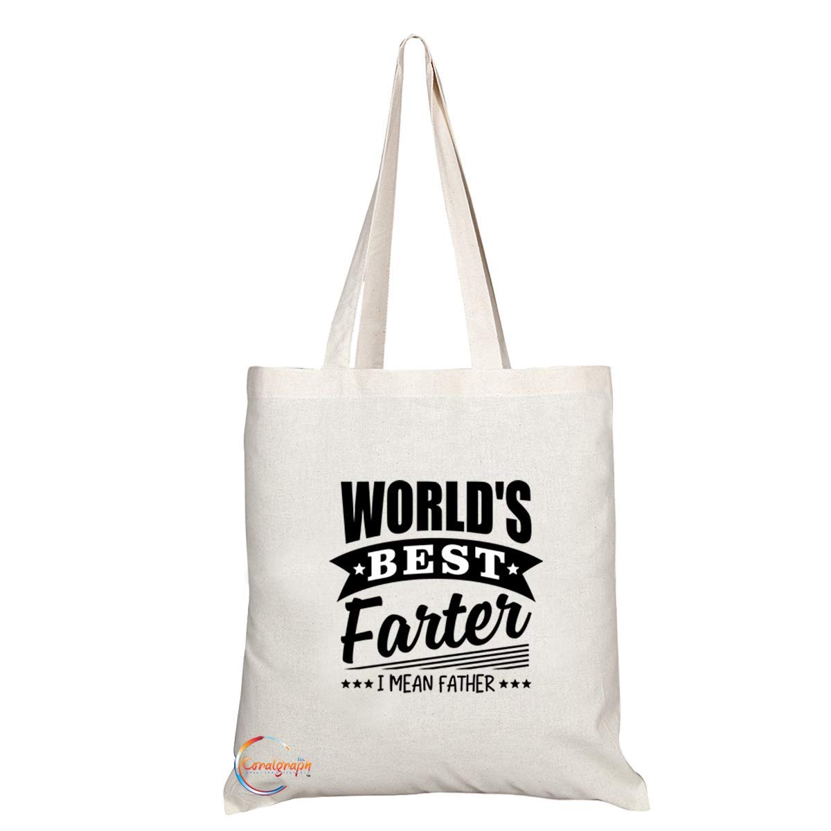 TB759 Worlds Best Farter I Mean Father 02 Novelty Present Gift Printed Eco-Friendly Stylish Long Handled Tote Shoulder Bag
