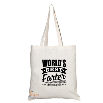 TB759 Worlds Best Farter I Mean Father 02 Novelty Present Gift Printed Eco-Friendly Stylish Long Handled Tote Shoulder Bag