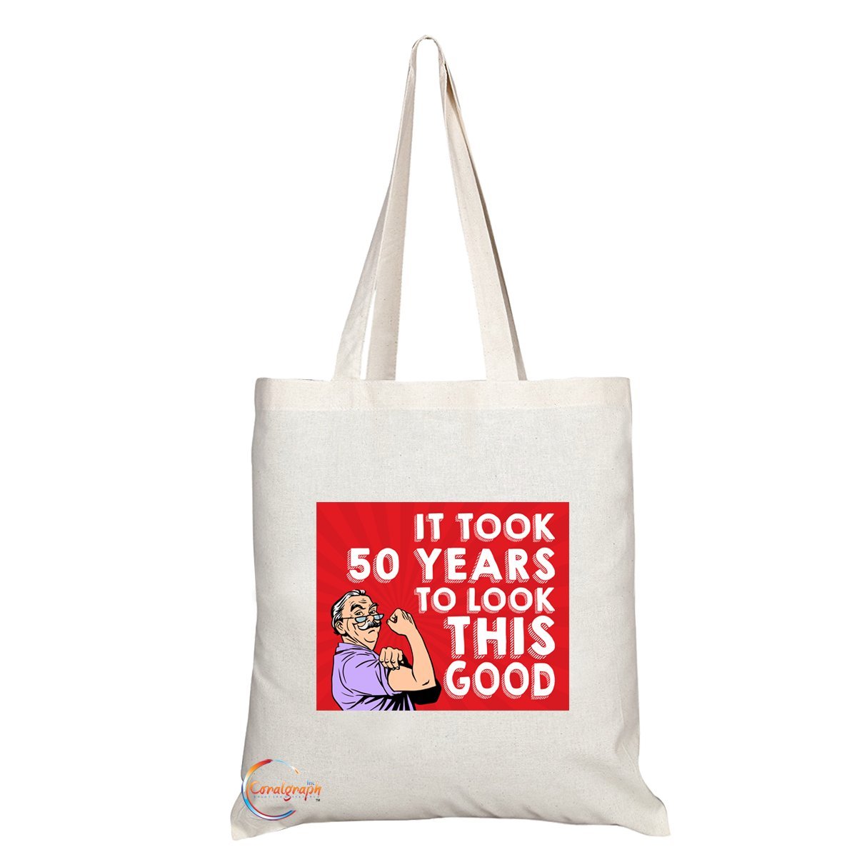 TB037 It Took 50 Years To Look This Good Novelty Present Gift Printed Eco-Friendly Stylish Long Handled Tote Shoulder Bag