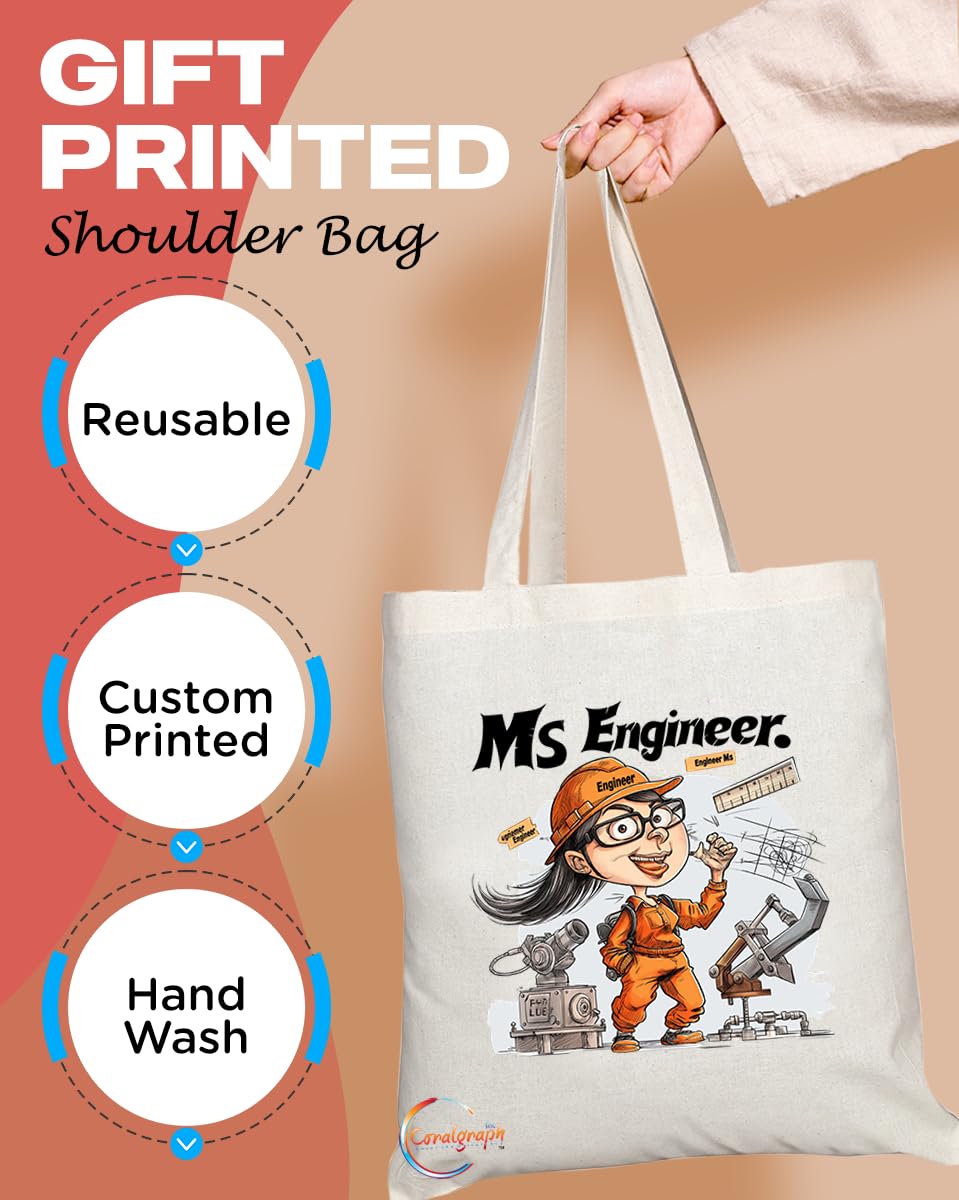 TB1840 Ms Engineer Tote Bag - Gift for Female Engineers, STEM Professionals, Tech Enthusiasts - Durable, Stylish, Eco-Friendly, Reusable, Spacious, and Lightweight