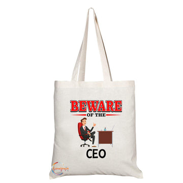 TB873 Beware of the CEO Novelty Present Gift Printed Eco-Friendly Stylish Long Handled Tote Shoulder Bag