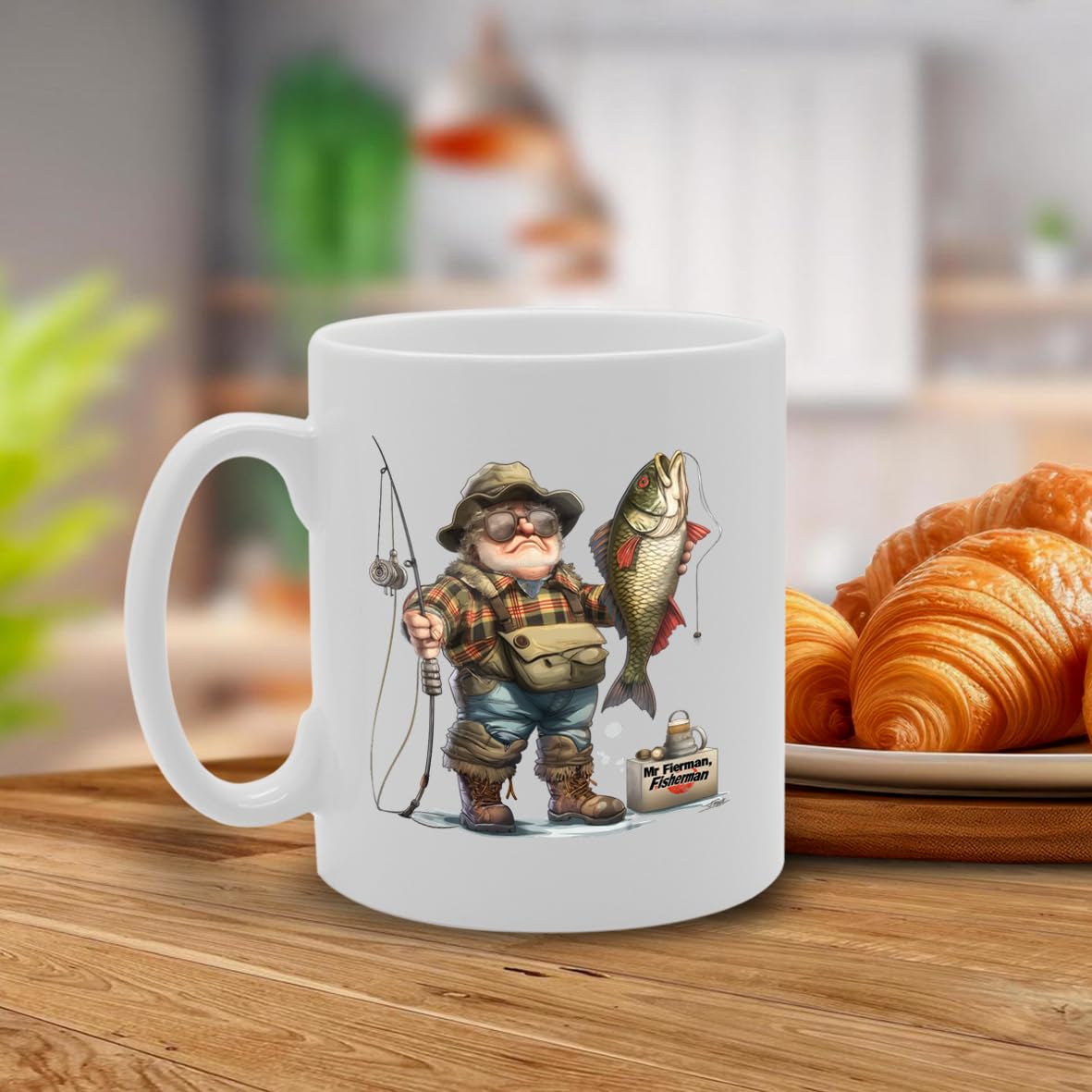 Mr Fisherman Ceramic  - Ideal For Fishermen, Anglers, And Fishing Enthusiasts - 11Oz Coffee  With Relaxing Design Mg6297 - Funny Printed Coffee Mug - Great Gift Idea