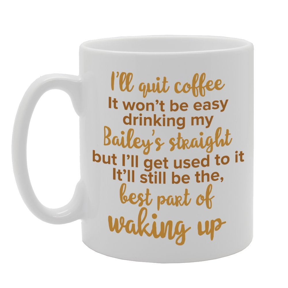 Quit Coffee Waking Up   Printed Tea Coffee Ceramic  Mg2245 - Funny Printed Coffee Mug - Great Gift Idea