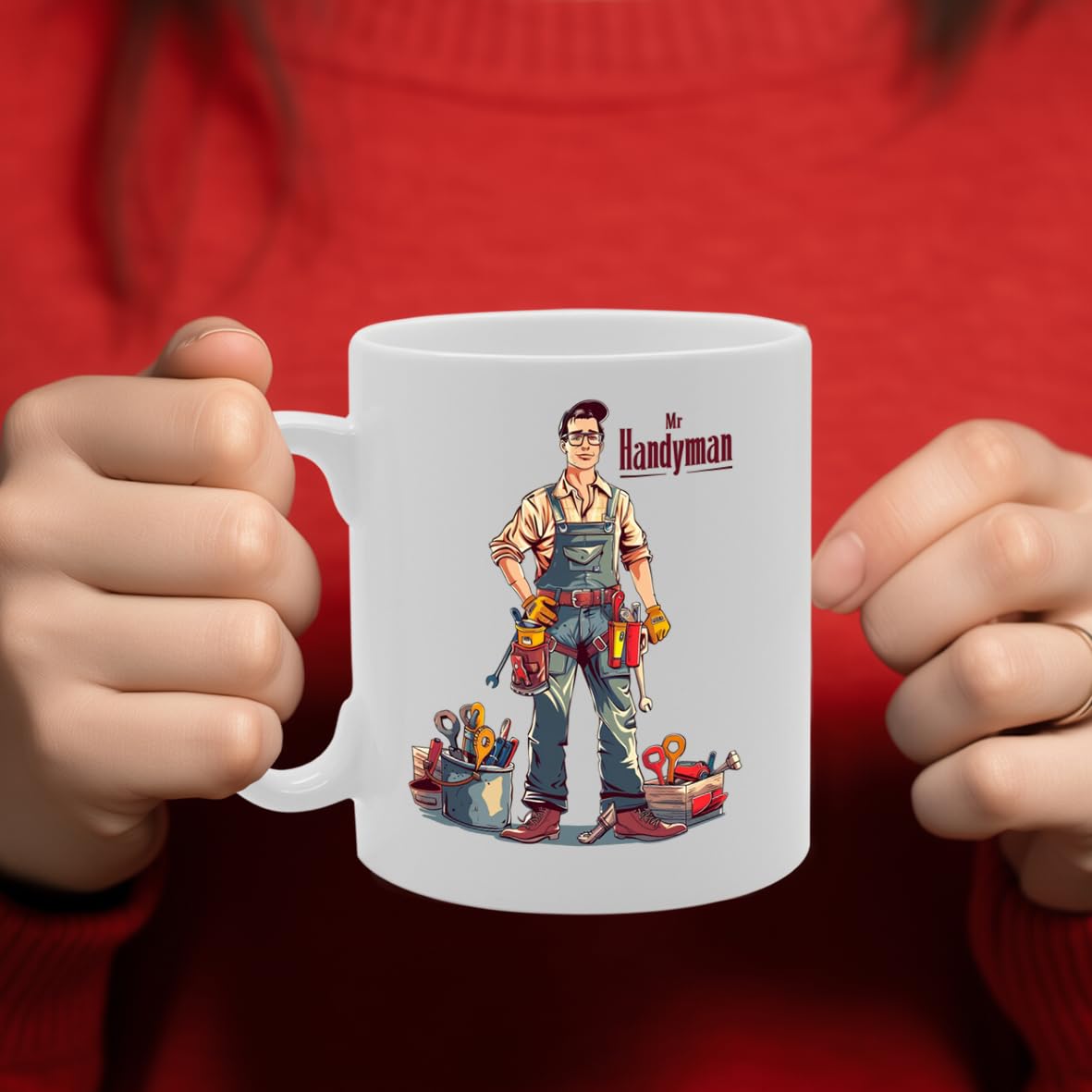 Mr Handyman  - Ideal For Diy Enthusiasts And Home Repair Experts, 11Oz Ceramic Coffee  For Handymen And Tool Lovers Mg5923 - Funny Printed Coffee Mug - Great Gift Idea