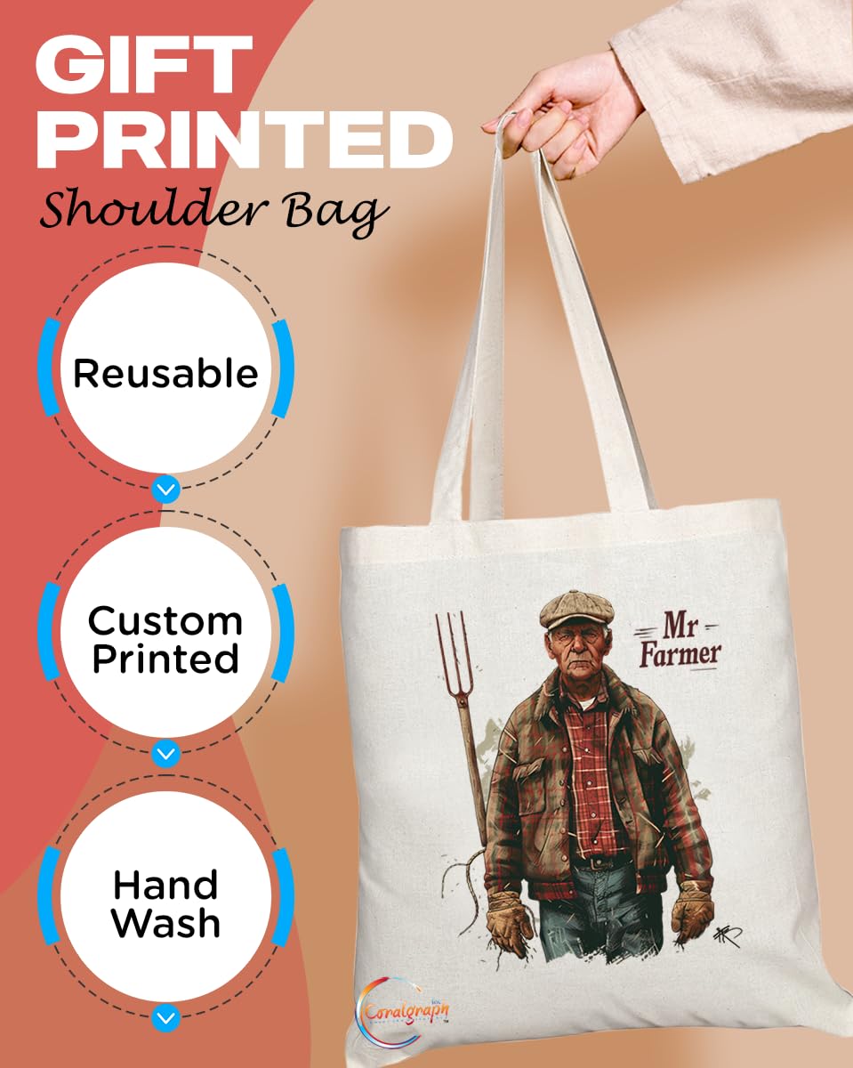 TB1718 Mr Farmer Tote Bag - Ideal for Farmers, Agriculture Enthusiasts, Rural Workers - Sustainable, Stylish, Long Handled, Durable and Reusable