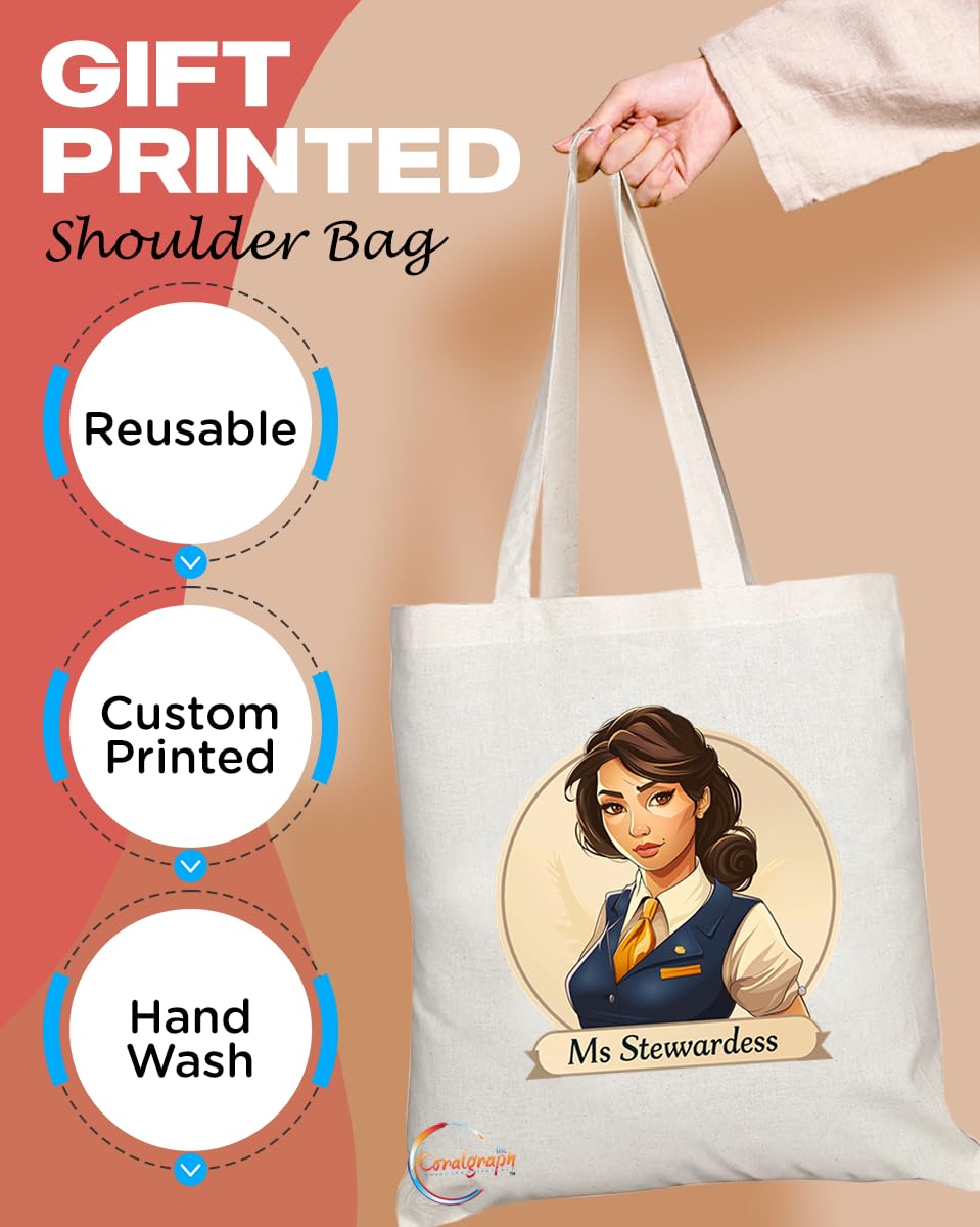 TB1761 Ms Stewardess Tote Bag - Great for Flight Attendants, Airline Staff, Travel Enthusiasts - Sustainable, Stylish, Long Handled, Durable and Reusable