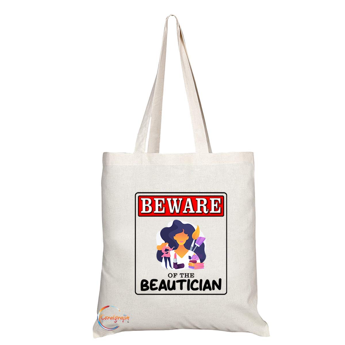 TB974 Beware of the Beautician Novelty Present Gift Printed Eco-Friendly Stylish Long Handled Tote Shoulder Bag