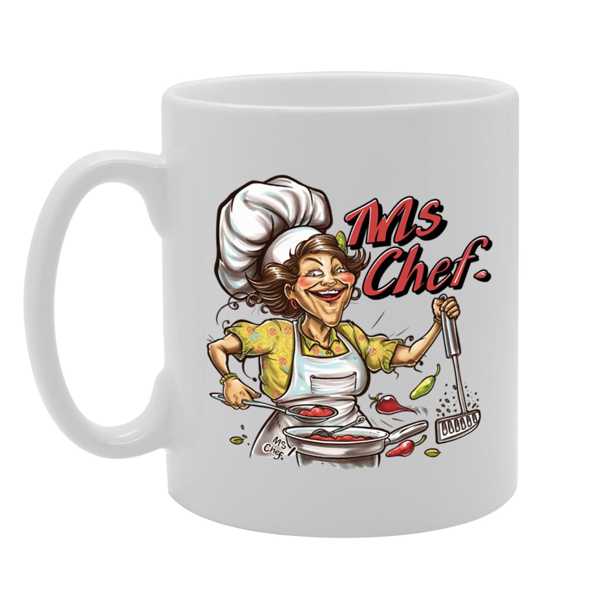 Ms Chef Ceramic  - Ideal For Female Chefs, Culinary Artists, And Food Lovers - 11Oz Coffee  With Stylish Design Mg6292 - Funny Printed Coffee Mug - Great Gift Idea