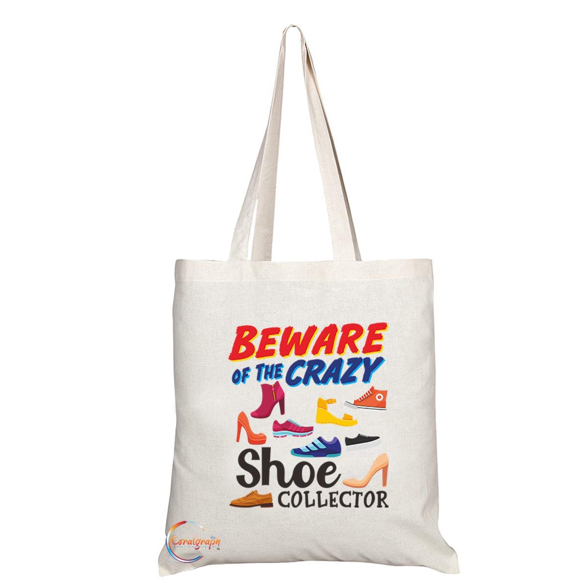 TB1036 Beware of the Crazy Shoe Collector Novelty Present Gift Printed Eco-Friendly Stylish Long Handled Tote Shoulder Bag