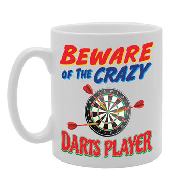 Beware Of The Crazy Darts Player   Printed Tea Coffee Ceramic  Mg5019 - Funny Printed Coffee Mug - Great Gift Idea
