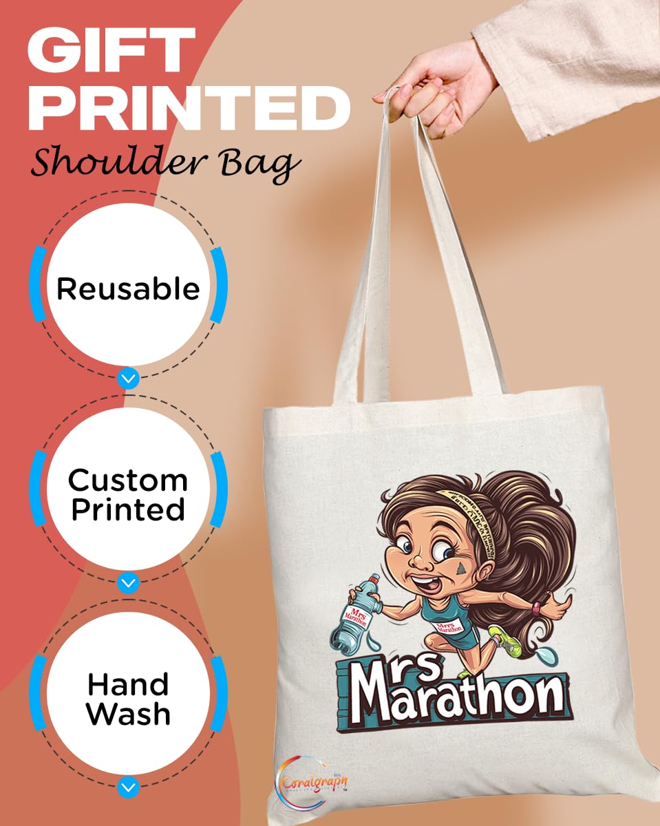 TB1808 Mrs Marathon Tote Bag - Gift for Marathon Runners, Fitness Enthusiasts, Athletes - Durable, Stylish, Eco-Friendly, Reusable, Spacious, and Lightweight