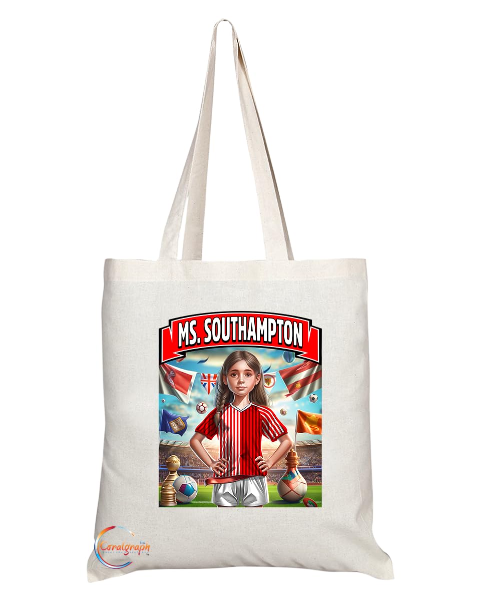 TB1624 Ms Southampton Footie Fan Lady Girl Tote Bag - Eco-Friendly, Stylish, Long Handled, Perfect Novelty Gift by