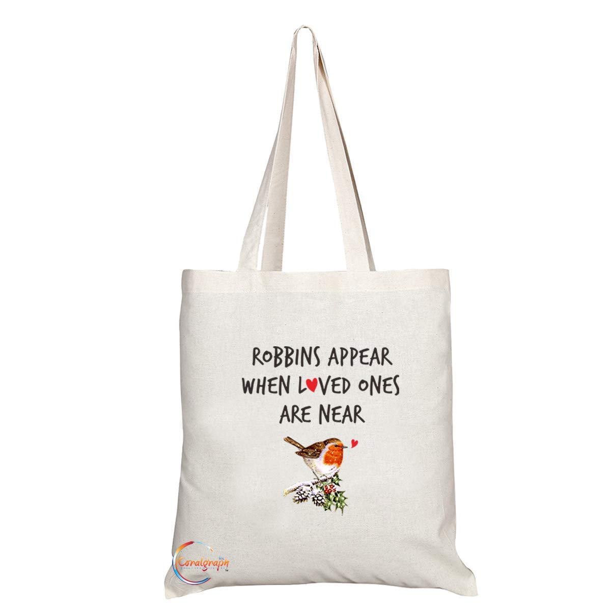 TB664 ROBBINS APPEAR WHEN LOVED ONES ARE NEAR Novelty Present Gift Printed Eco-Friendly Stylish Long Handled Tote Shoulder Bag