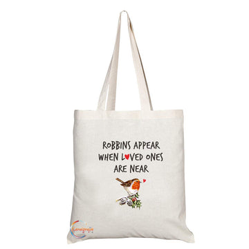 TB664 ROBBINS APPEAR WHEN LOVED ONES ARE NEAR Novelty Present Gift Printed Eco-Friendly Stylish Long Handled Tote Shoulder Bag