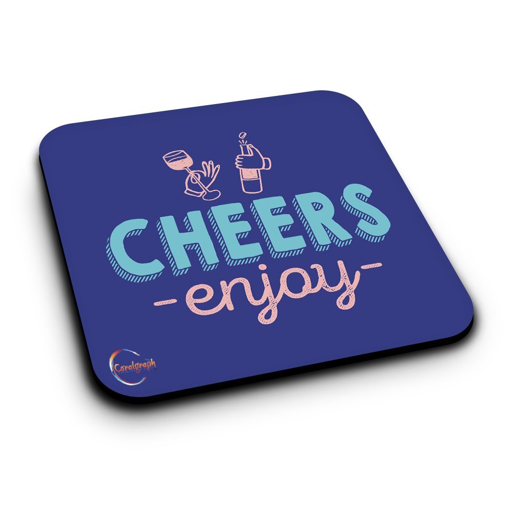 ER010 CHEERS enjoy Novelty Present Gift Printed MDF Wooden Coaster
