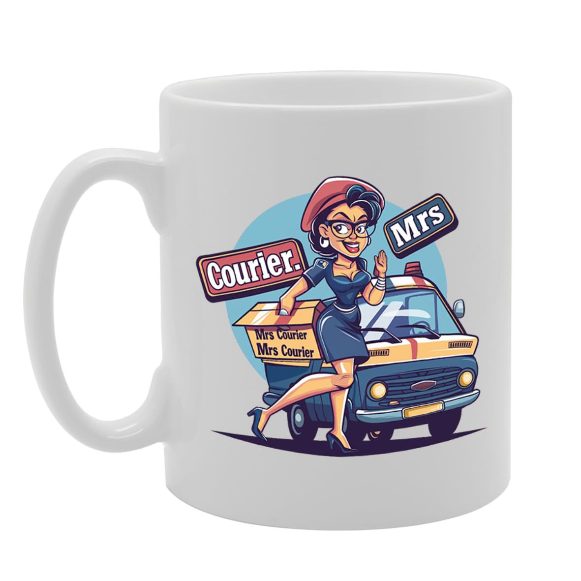 Mrs Courier  - Crafted For Female Couriers, Delivery Professionals, Logistics Workers, Sturdy Ceramic, Dishwasher Safe Mg6008 - Funny Printed Coffee Mug - Great Gift Idea