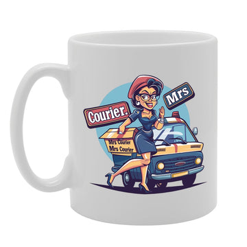 Mrs Courier  - Crafted For Female Couriers, Delivery Professionals, Logistics Workers, Sturdy Ceramic, Dishwasher Safe Mg6008 - Funny Printed Coffee Mug - Great Gift Idea