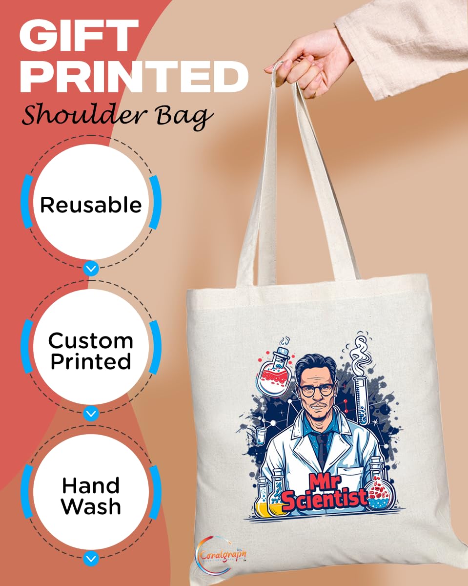 TB1727 Mr Scientist Tote Bag - Ideal for Scientists, Researchers, Lab Workers - Sustainable, Stylish, Long Handled, Durable and Reusable