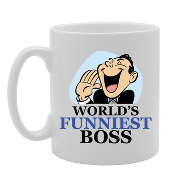 Worlds Funniest Boss   Printed Tea Coffee Ceramic  Mg2302 - Funny Printed Coffee Mug - Great Gift Idea