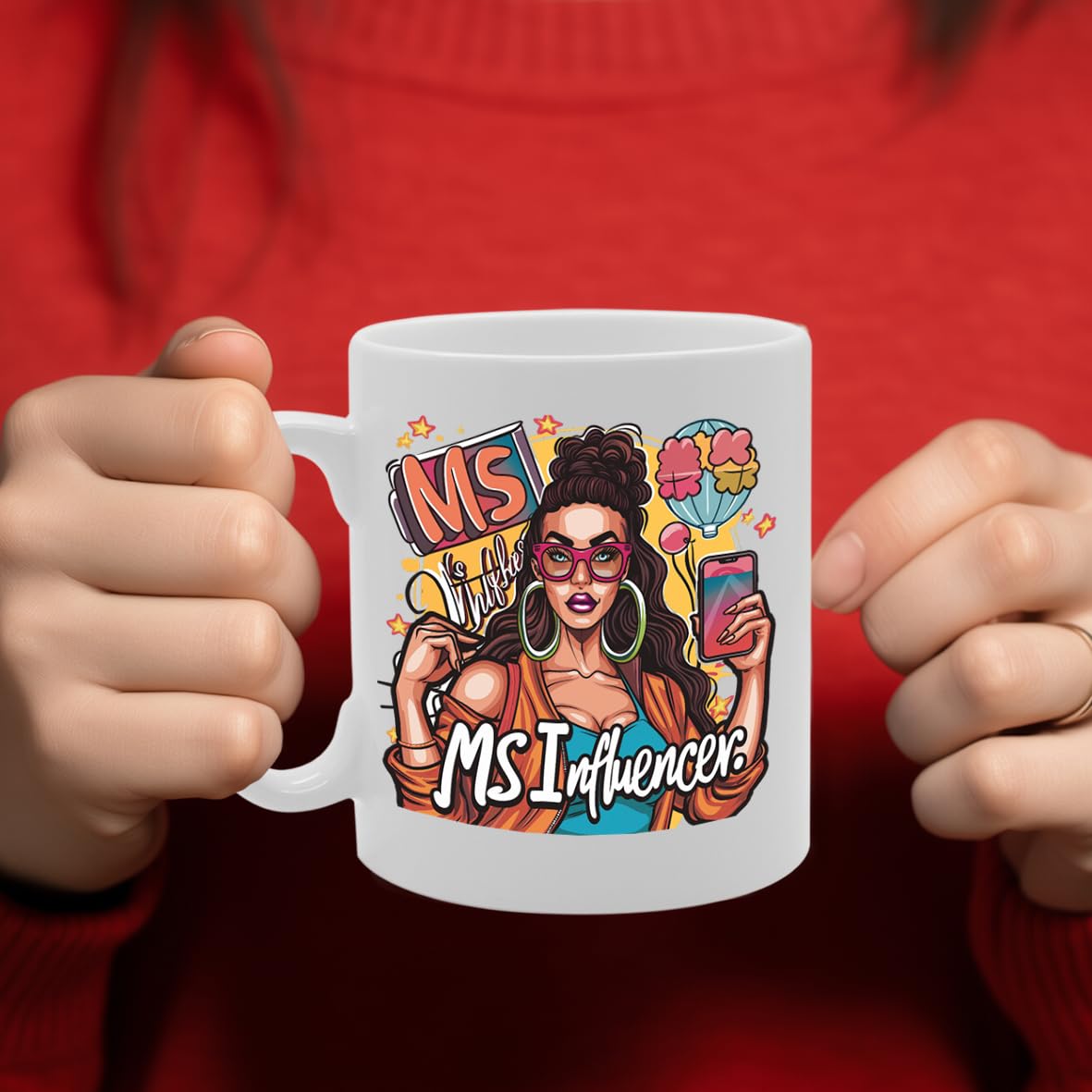 Ms Influencer Ceramic  - Ideal For Social Media Stars, Content Creators, And Trendsetters - 11Oz Coffee  With Trendy Design Mg6281 - Funny Printed Coffee Mug - Great Gift Idea