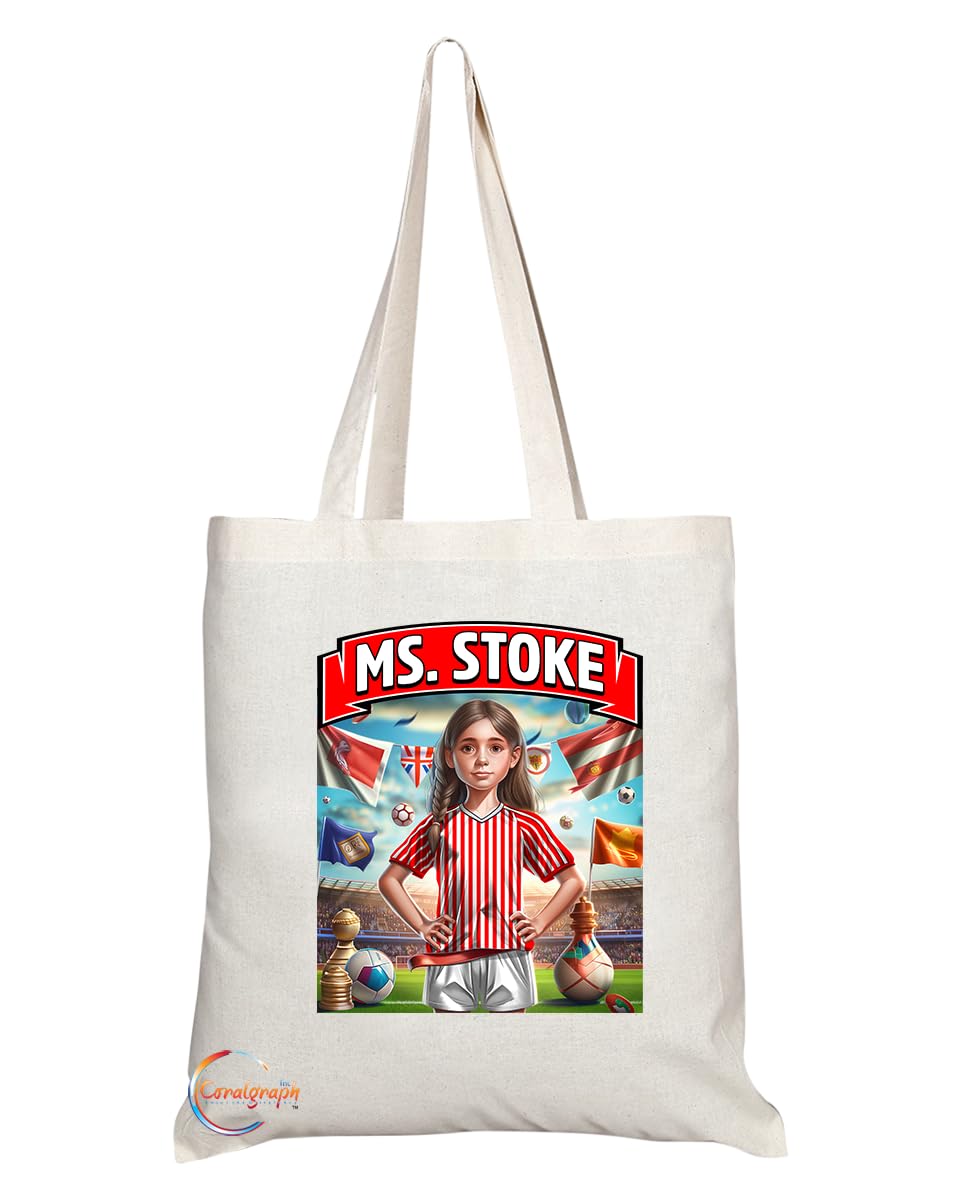 TB1639 Ms Stoke Footie Fan Lady Girl Tote Bag - Eco-Friendly, Stylish, Long Handled, Perfect Novelty Gift by
