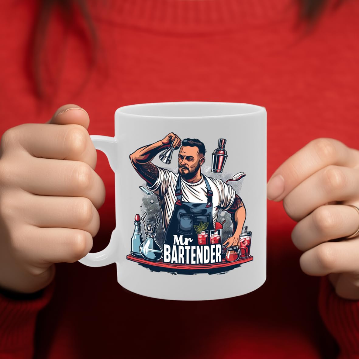 Mr Bartender  - Ideal For Bartenders And Cocktail Enthusiasts, 11Oz Ceramic Coffee  For Mixologists And Bar Professionals Mg5946 - Funny Printed Coffee Mug - Great Gift Idea