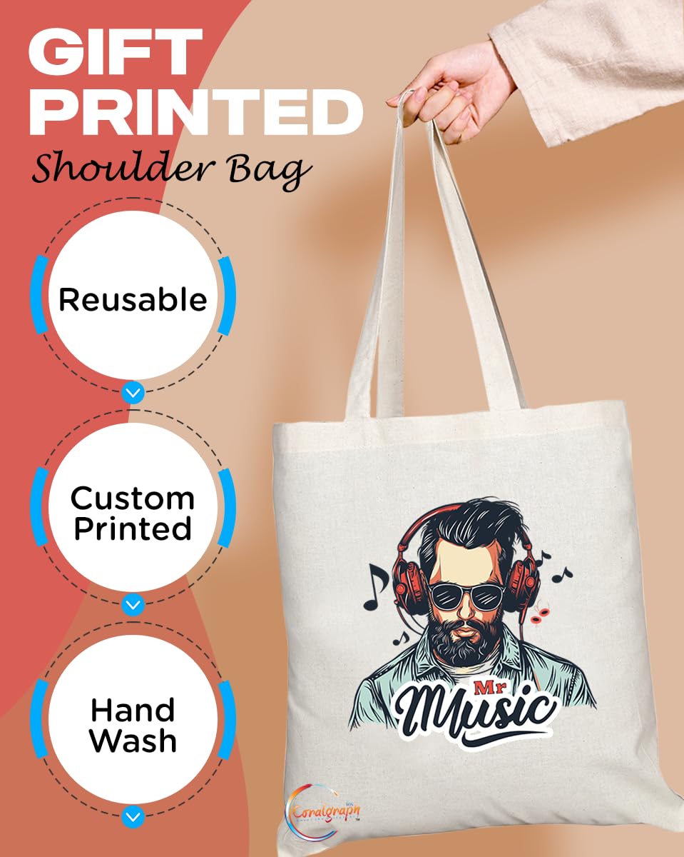 TB1726 Mr Music Tote Bag - Ideal for Music Lovers, Musicians, Band Members - Sustainable, Stylish, Long Handled, Durable and Reusable