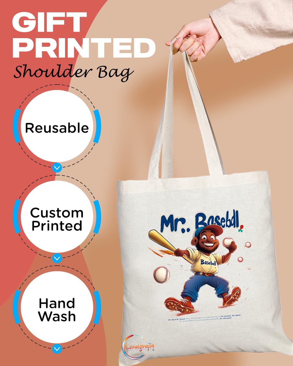 Natural Reusable Shopping Souvenir Tote Bag Featuring Popular Sports Designs from Around the World (Baseball)
