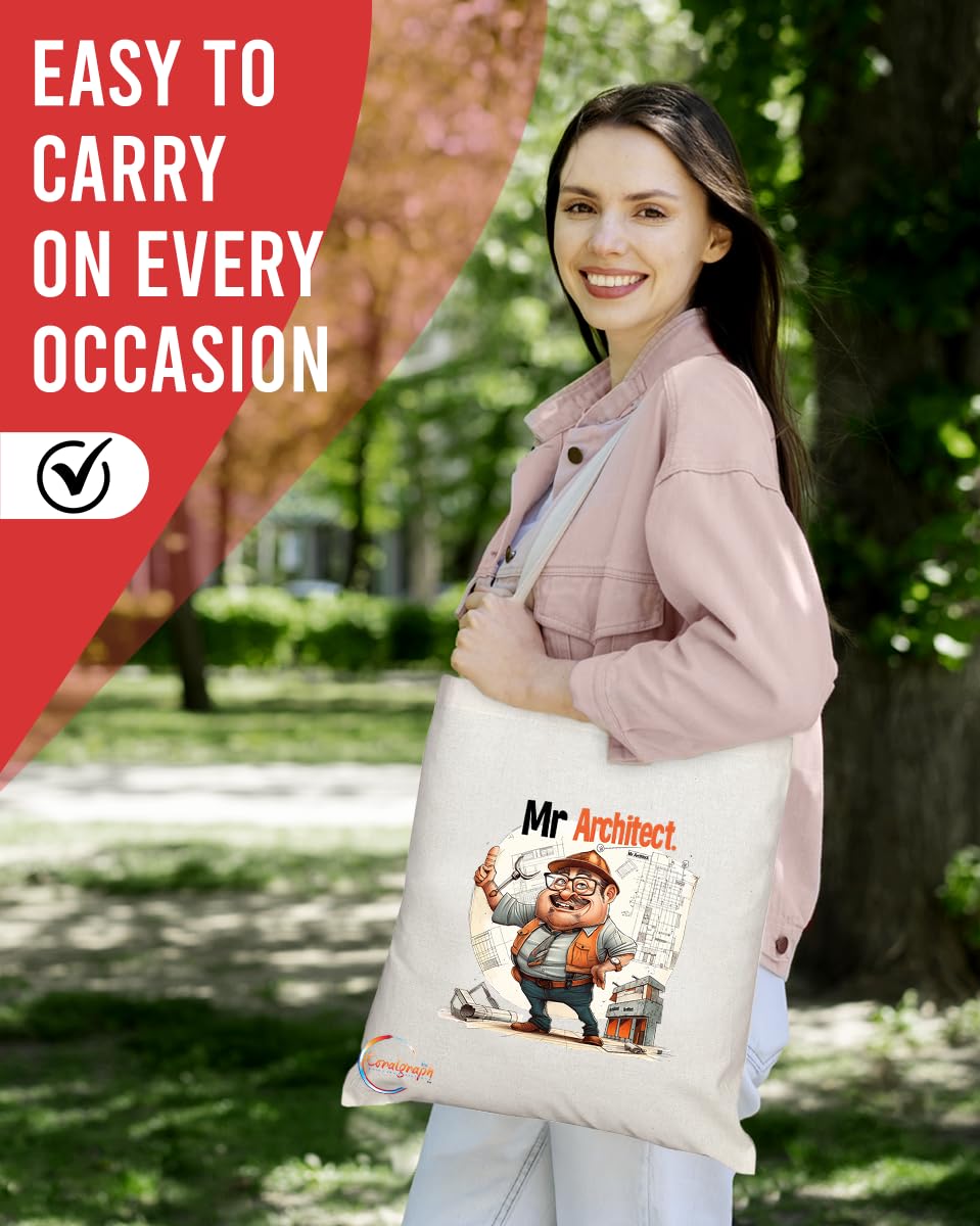 TB1847 Mr Architect Tote Bag - Great Gift for Architects, Design Enthusiasts, Urban Planners - Durable, Stylish, Eco-Friendly, Reusable, Spacious, and Lightweight