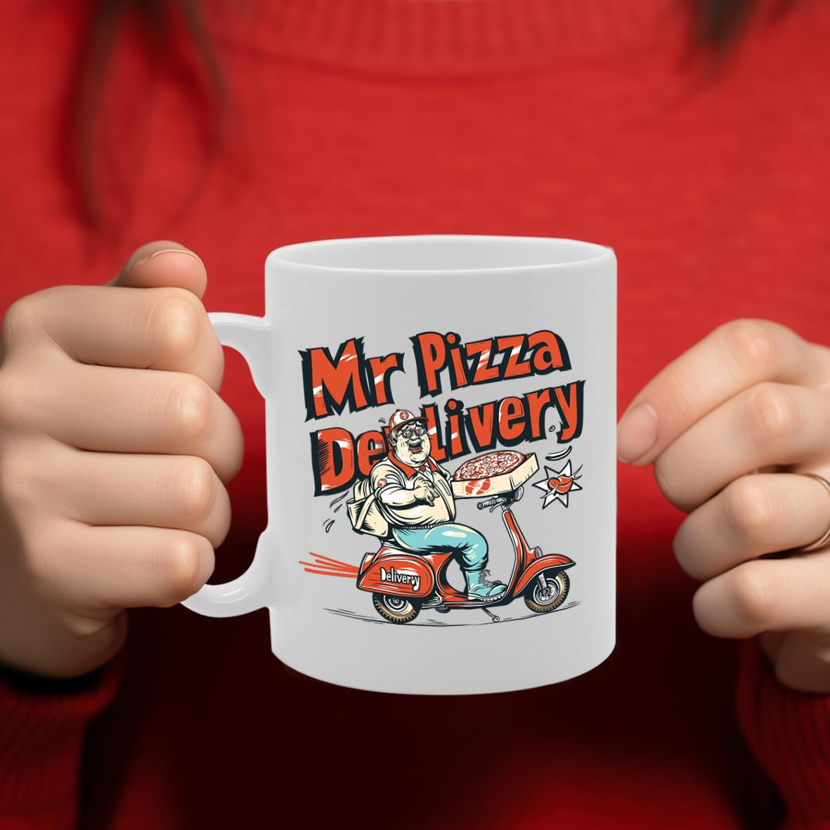 Mr Pizza Delivery Ceramic  - Ideal For Pizza Delivery Drivers, Food Service Workers, And Pizza Lovers - 11Oz Coffee  With Fun Design Mg6274 - Funny Printed Coffee Mug - Great Gift Idea