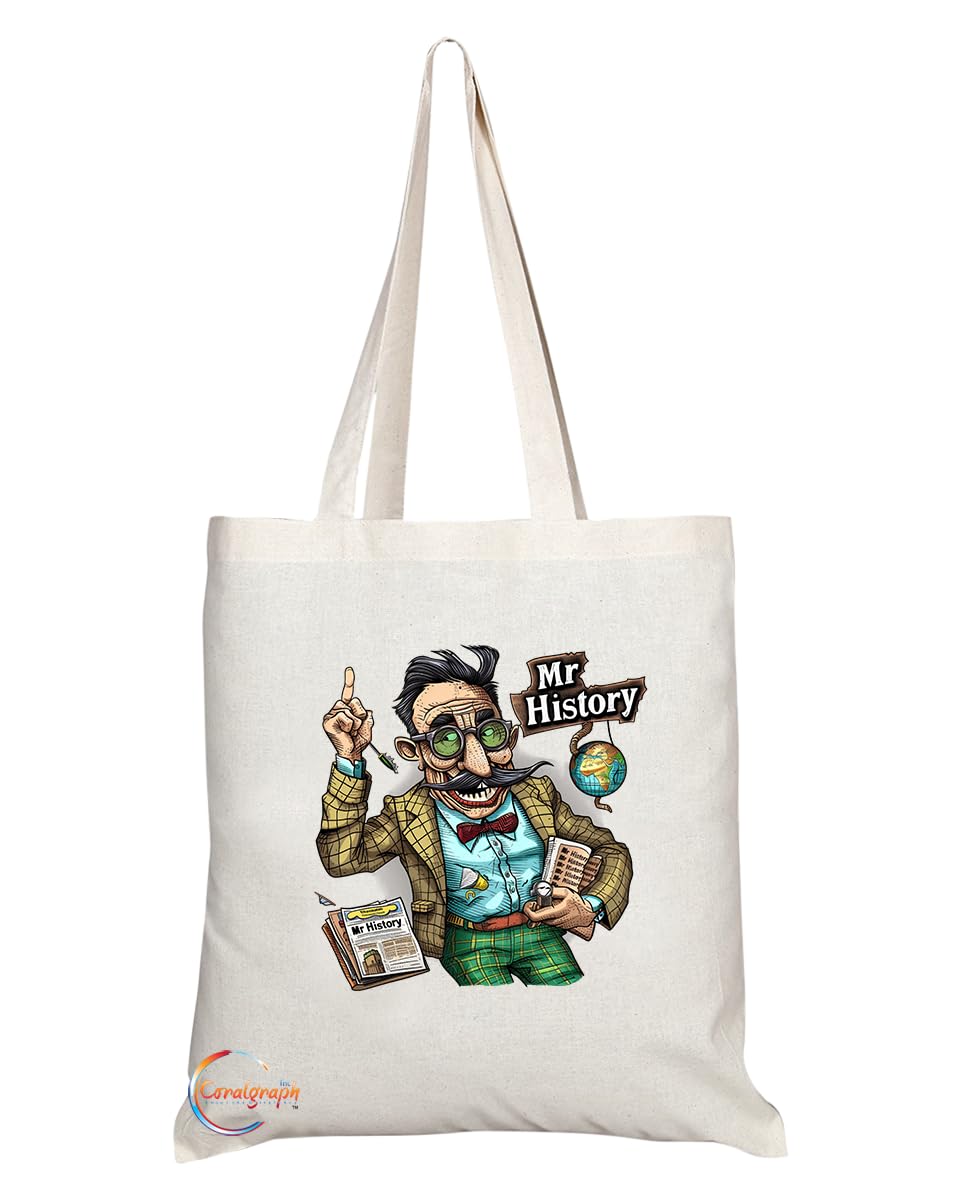 TB1899 Mr History Tote Bag - Gift for History Teachers, Historians, History Enthusiasts - Durable, Stylish, Eco-Friendly, Reusable, Spacious, and Lightweight