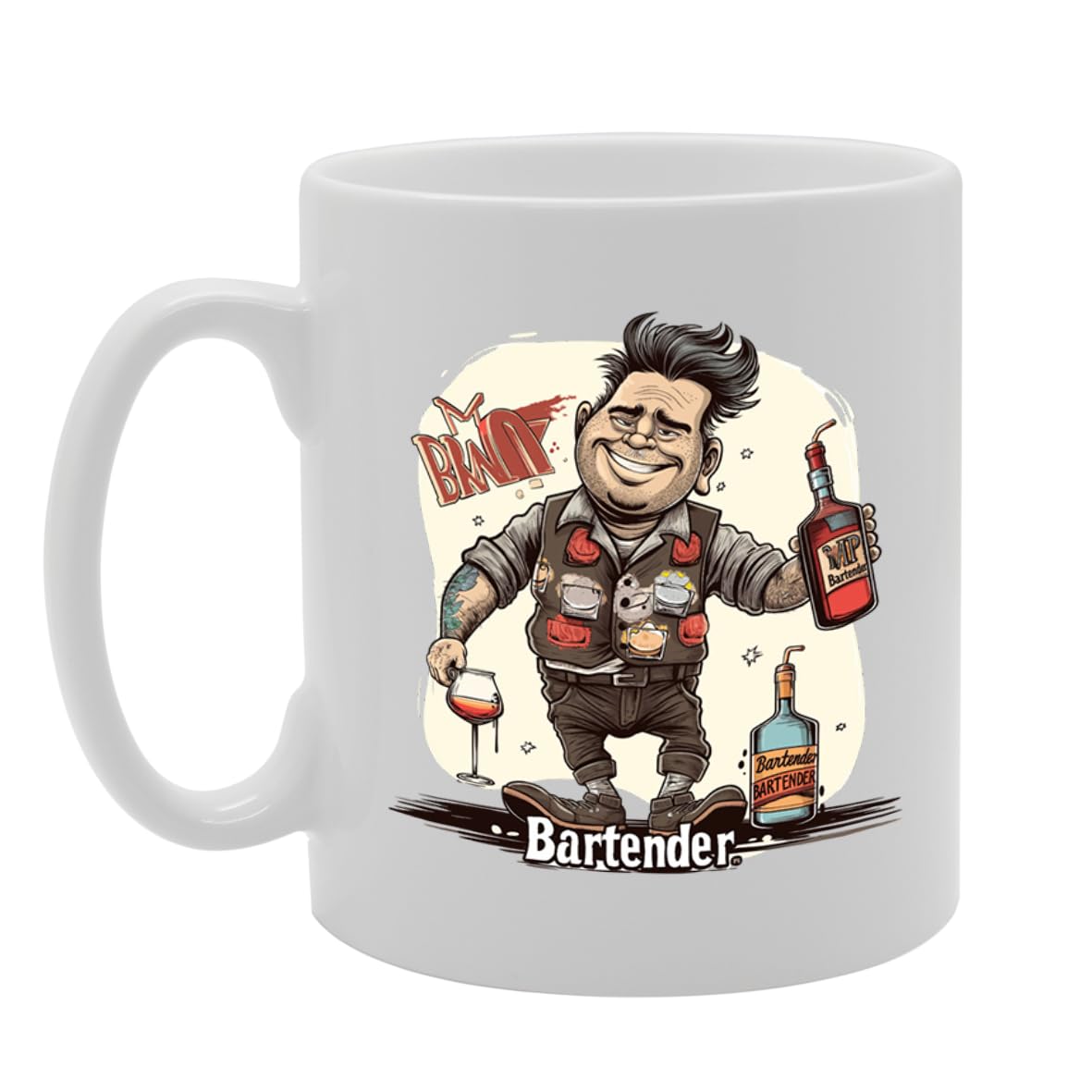 Mr Bartender Ceramic  - Ideal For Bartenders, Mixologists, And Bar Staff - 11Oz Coffee  With Stylish Design Mg6300 - Funny Printed Coffee Mug - Great Gift Idea