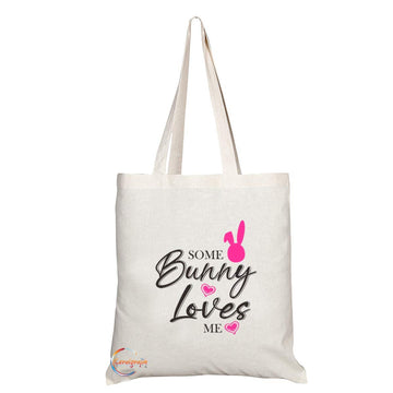 TB735 Some Bunny Loves Me Novelty Present Gift Printed Eco-Friendly Stylish Long Handled Tote Shoulder Bag
