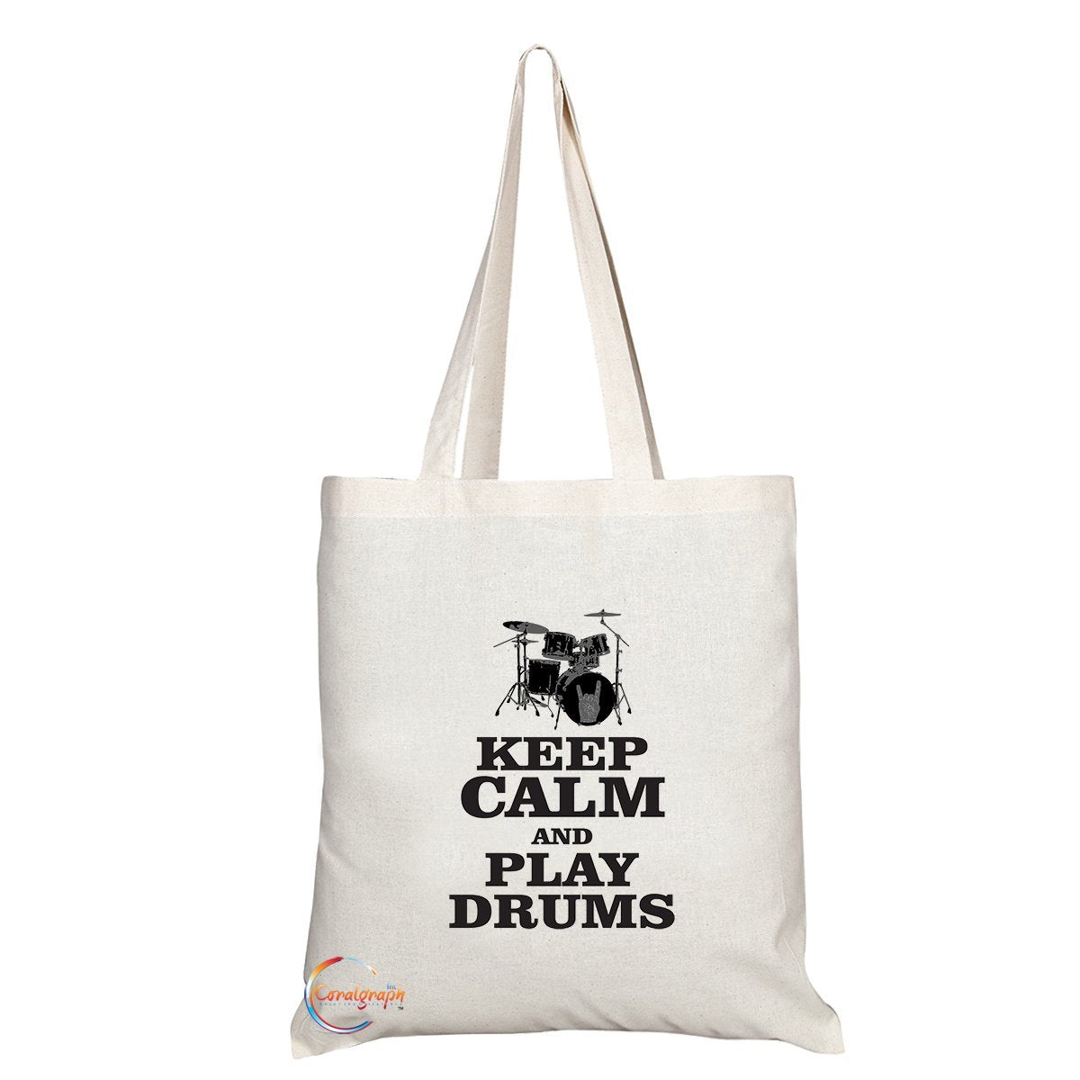 TB126 KEEP CALM AND PLAY DRUMS Novelty Present Gift Printed Eco-Friendly Stylish Long Handled Tote Shoulder Bag