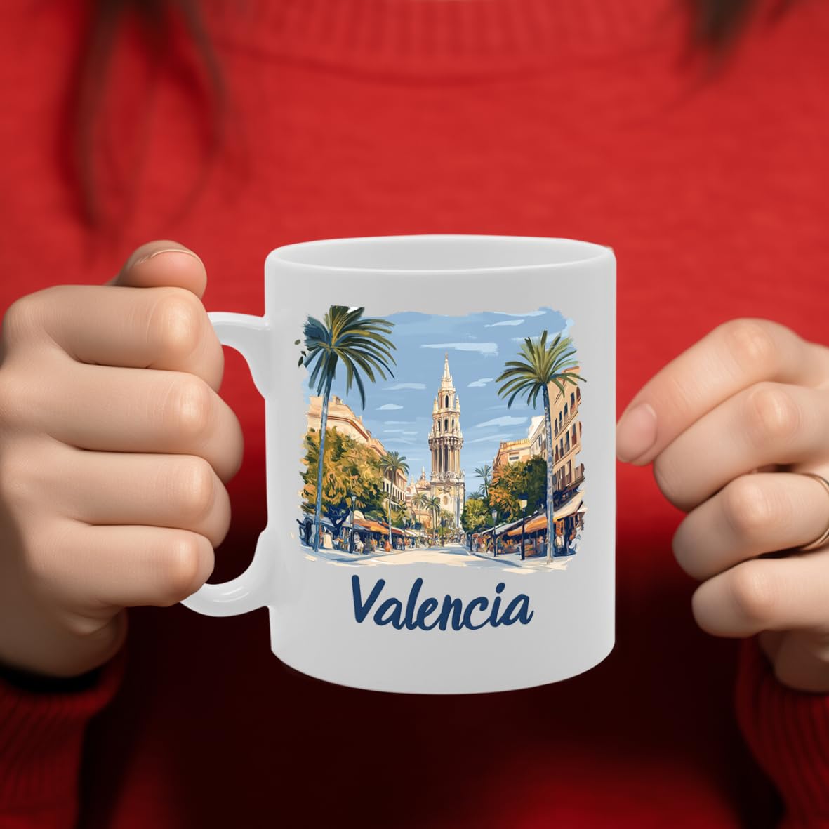 11Oz Dishwasher-Safe Ceramic  Featuring Popular Cities & Capitals From Europe And Around The World (Valencia) - Funny Printed Coffee Mug - Great Gift Idea