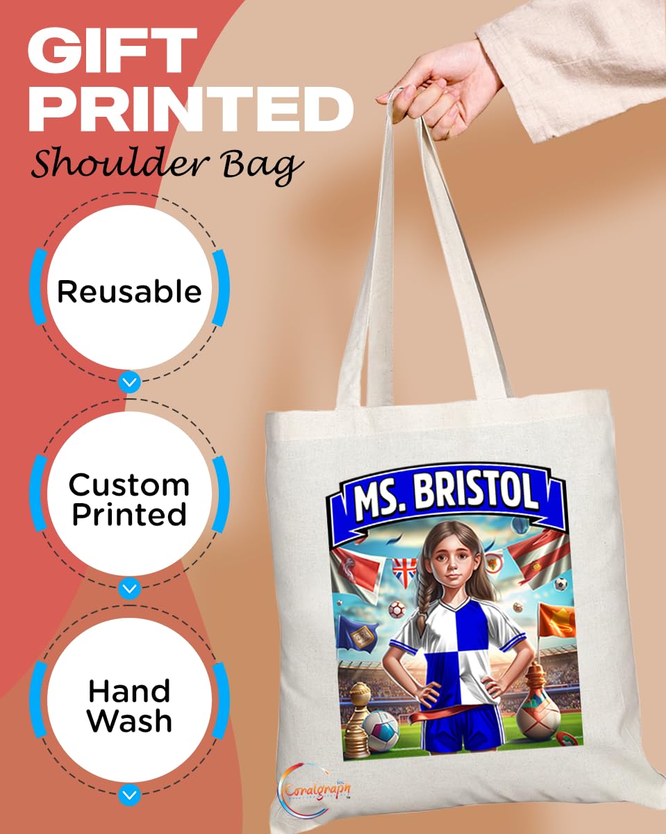TB1657 Ms Bristol Footie Fan Lady Girl Tote Bag - Eco-Friendly, Stylish, Long Handled, Perfect Novelty Gift by