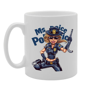 Ms Police Ceramic  - Ideal For Female Police Officers, Law Enforcement, And Supporters - 11Oz Coffee  With Empowering Design Mg6268 - Funny Printed Coffee Mug - Great Gift Idea