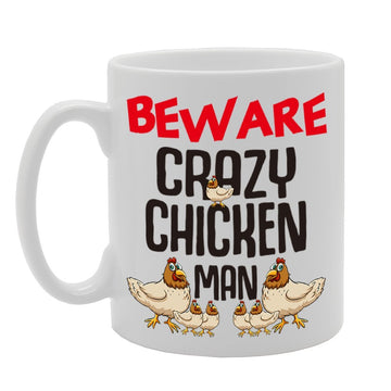 Beware Crazy Chicken Man (A)   Printed Tea Coffee Cermic  Mg4287 - Funny Printed Coffee Mug - Great Gift Idea