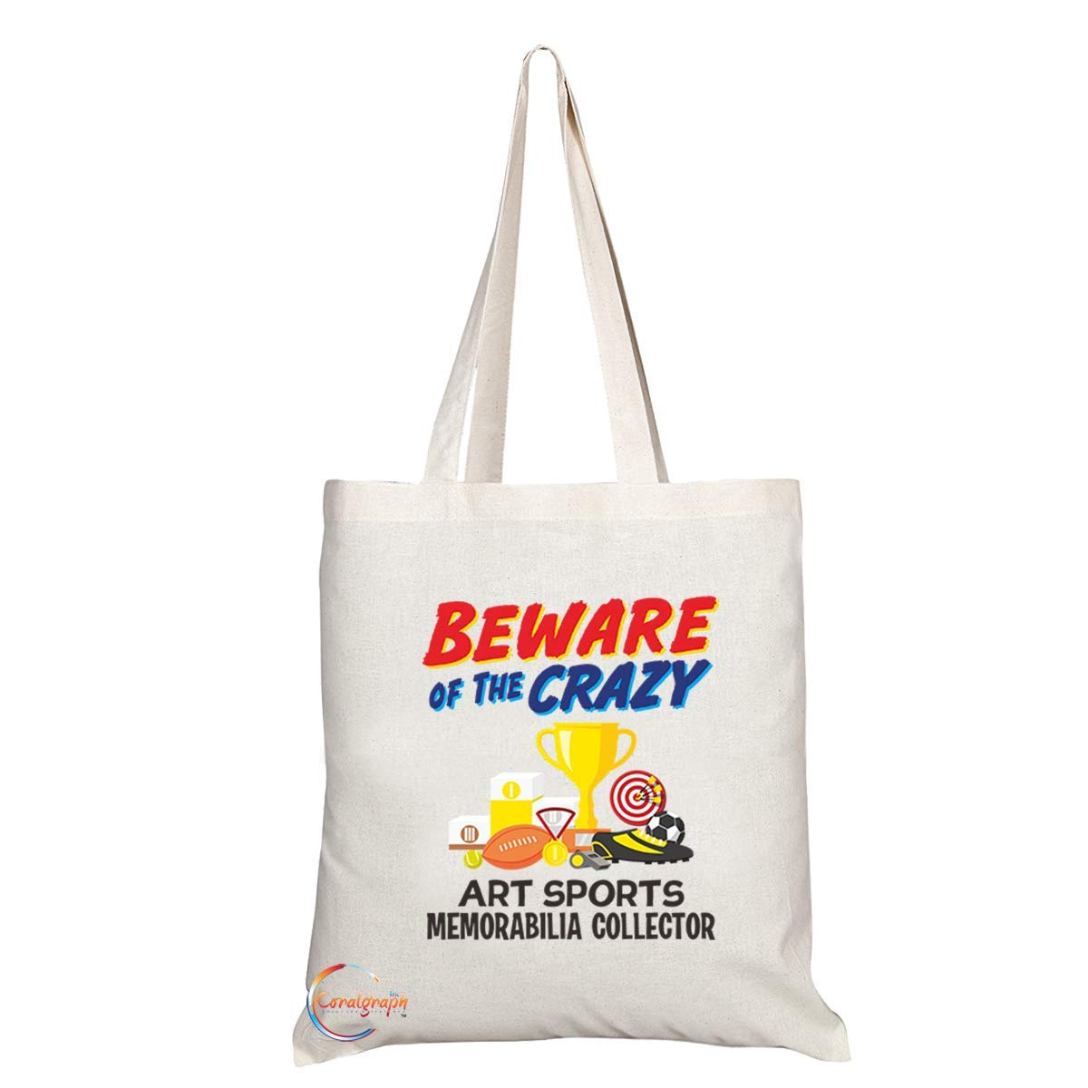 TB1033 Beware of the Crazy Art Sports Memorabilia Collector Novelty Present Gift Printed Eco-Friendly Stylish Long Handled Tote Shoulder Bag