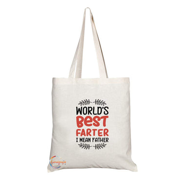 TB746 Worlds Best Farter I Mean Father Novelty Present Gift Printed Eco-Friendly Stylish Long Handled Tote Shoulder Bag