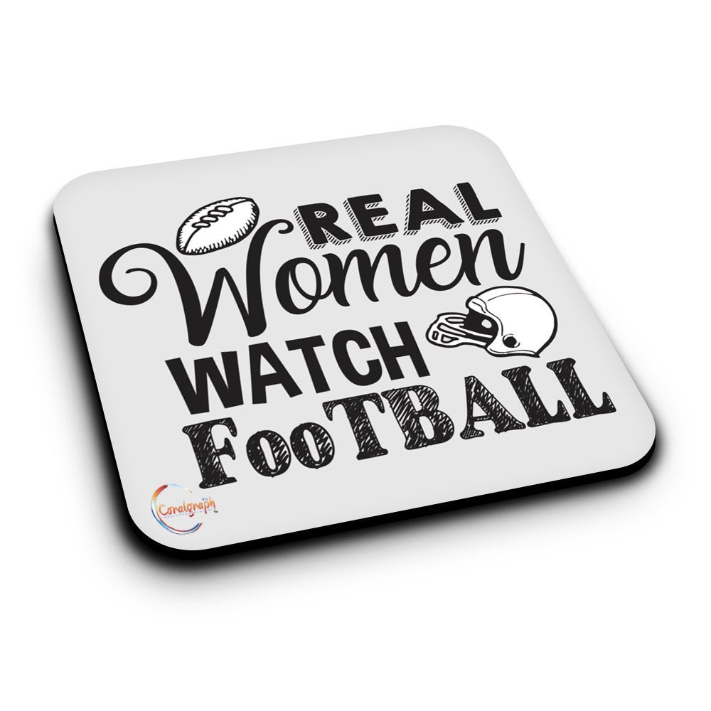 ER115 Real Women Watch Football Novelty Present Gift Printed MDF Wooden Coaster