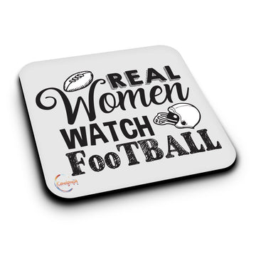 ER115 Real Women Watch Football Novelty Present Gift Printed MDF Wooden Coaster