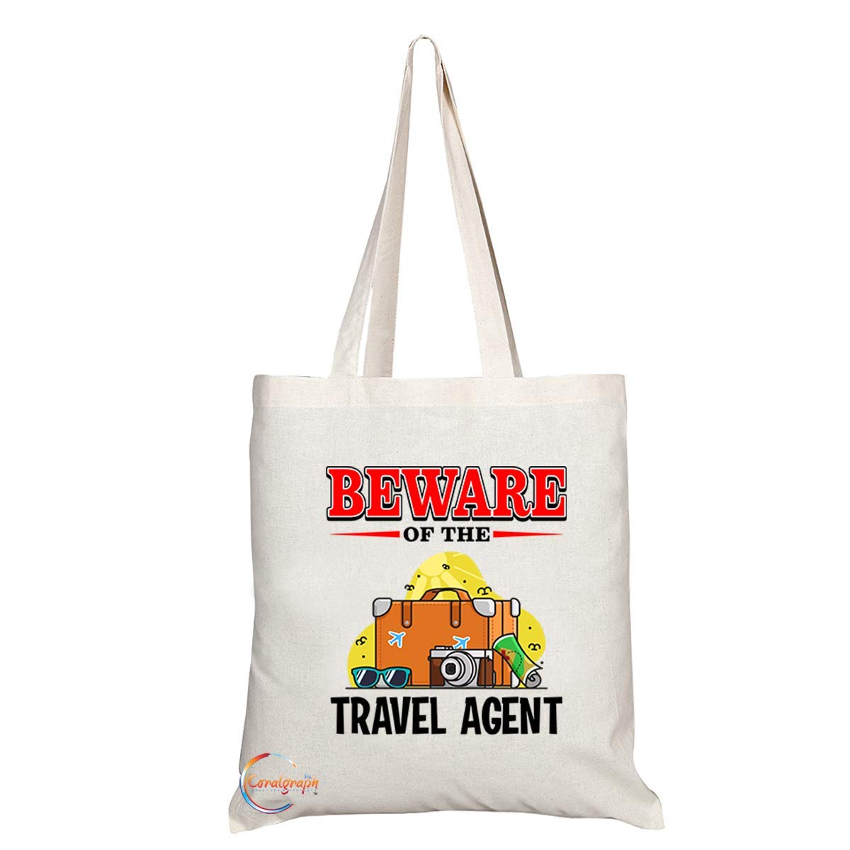 TB858 Beware of the Travel Agent Novelty Present Gift Printed Eco-Friendly Stylish Long Handled Tote Shoulder Bag