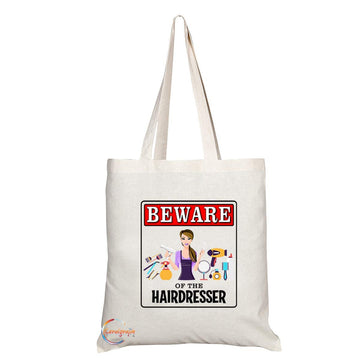 TB917 Beware of the Hair Dresser Novelty Present Gift Printed Eco-Friendly Stylish Long Handled Tote Shoulder Bag