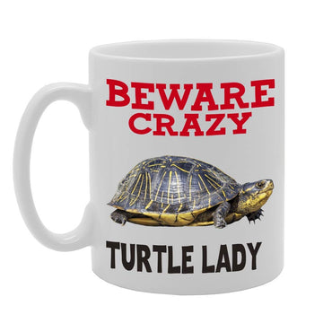 Beware Crazy Turtle Lady   Printed Tea Coffee Ceramic  Mg4433 - Funny Printed Coffee Mug - Great Gift Idea