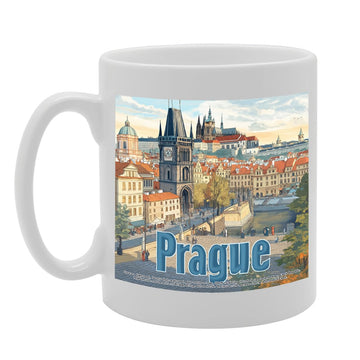 11Oz Dishwasher-Safe Ceramic  Featuring Popular Cities & Capitals From Europe And Around The World (Prague) - Funny Printed Coffee Mug - Great Gift Idea