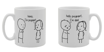 Honey I'M Pregnant/Hello Pregnant I'M Dad   Printed Ceramic Tea Coffee  Mg037 - Funny Printed Coffee Mug - Great Gift Idea