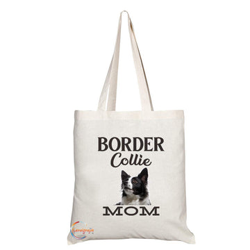 TB579 BORDER Collie MOM Novelty Present Gift Printed Eco-Friendly Stylish Long Handled Tote Shoulder Bag