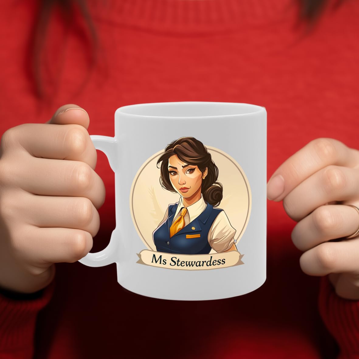 Ms Stewardess  - Ideal For Flight Attendants And Aviation Enthusiasts, 11Oz Ceramic Coffee  For Airline Professionals And Travel Lovers Mg5963 - Funny Printed Coffee Mug - Great Gift Idea