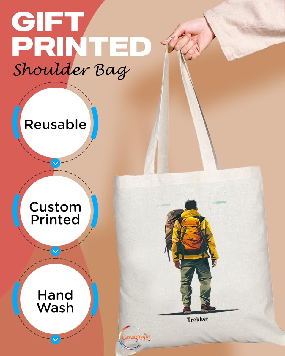 TB1711 Mr Trekker Tote Bag - Great for Hikers, Adventure Lovers, Outdoor Enthusiasts - Sustainable, Stylish, Long Handled, Durable and Reusable